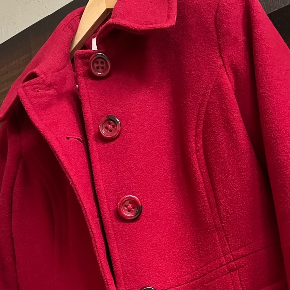 Red Wool Blend Single Breasted Pea coat - London Fog - Rare Vintage Find! - Picture 6 of 8